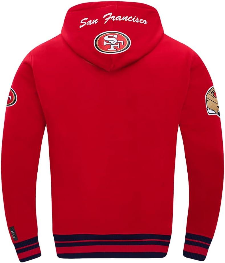 imagePro Standard Mens NFL Team Badge Brushed Back French Terry Pull Over HoodieRed