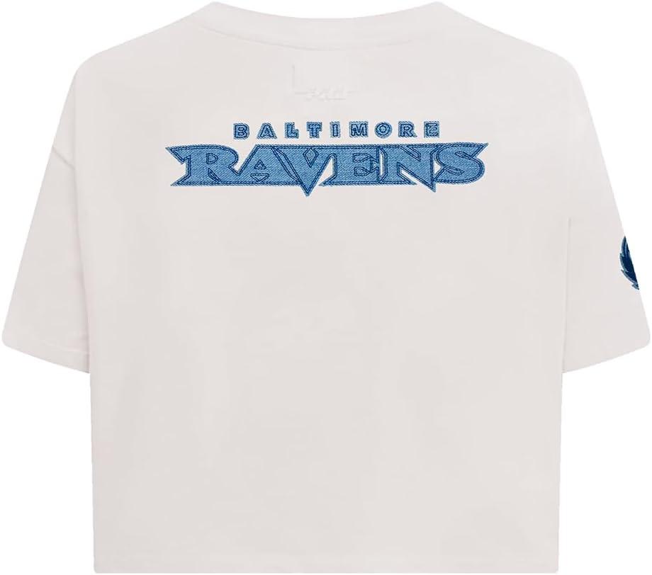 imagePro Standard Womens NFL Baltimore Ravens Varsity Blues Short Sleeve Boxy Tee Linen S