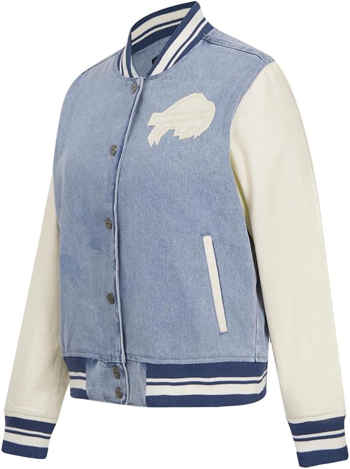 imagePro Standard Womens NFL Buffalo Bills Varsity Blues Denim Jacket DenimLinen S
