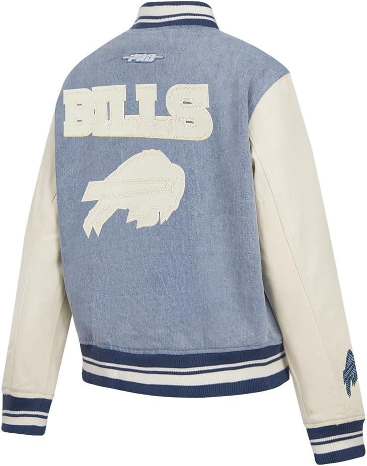imagePro Standard Womens NFL Buffalo Bills Varsity Blues Denim Jacket DenimLinen S
