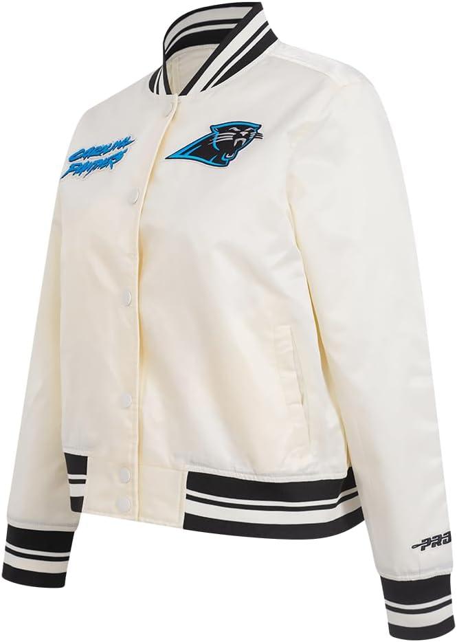 imagePro Standard Womens NFL Carolina Panthers Retro Classics Satin Jacket EggshellBlack L