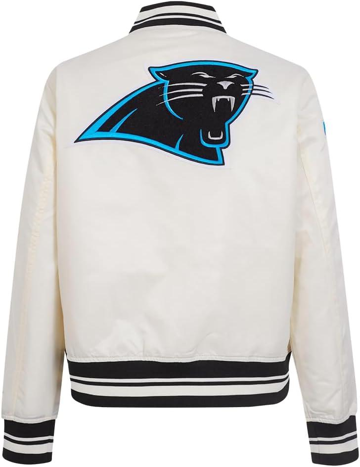 imagePro Standard Womens NFL Carolina Panthers Retro Classics Satin Jacket EggshellBlack L