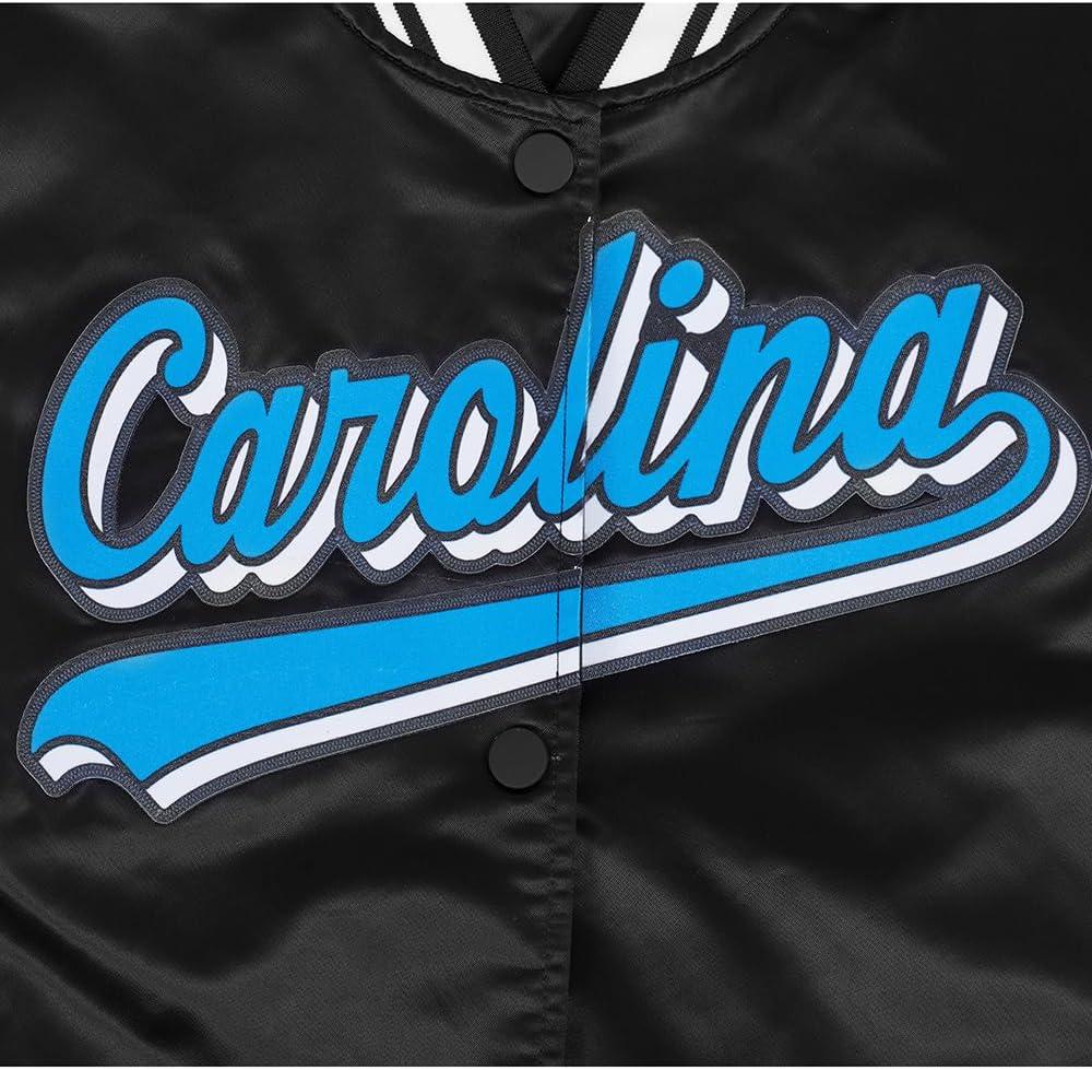 imagePro Standard Womens NFL Carolina Panthers Script Tail Satin Jacket Black S