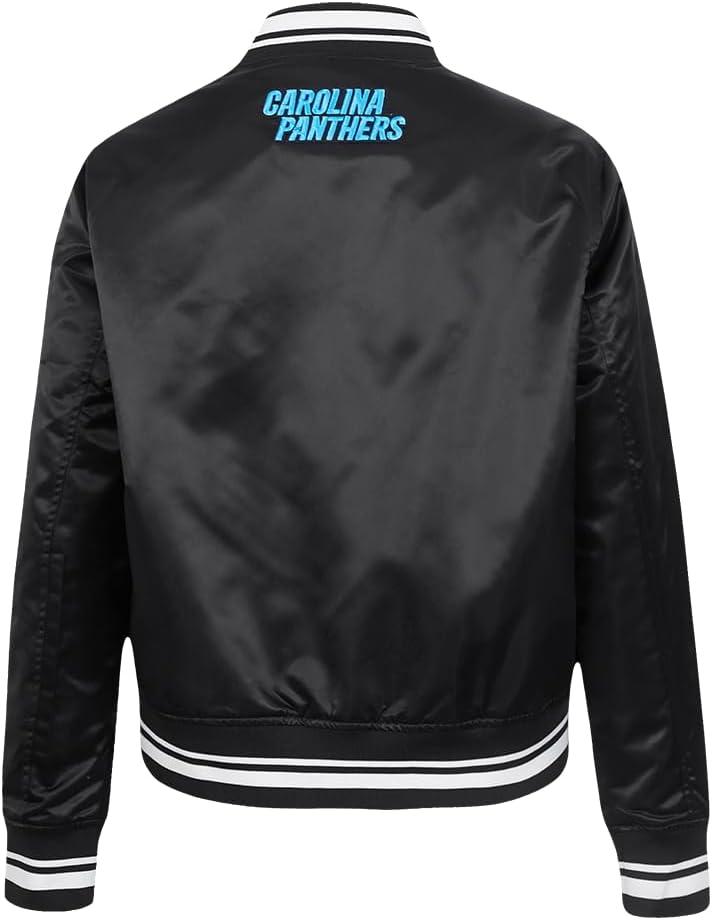 imagePro Standard Womens NFL Carolina Panthers Script Tail Satin Jacket Black S