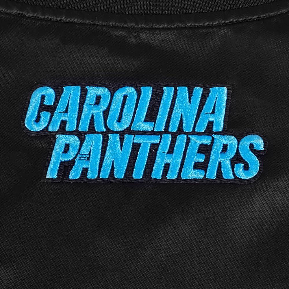 imagePro Standard Womens NFL Carolina Panthers Script Tail Satin Jacket Black S