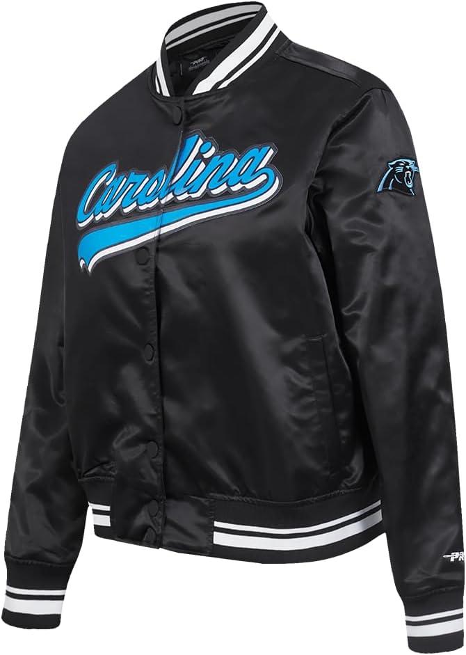 imagePro Standard Womens NFL Carolina Panthers Script Tail Satin Jacket Black S