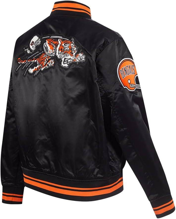 imagePro Standard Womens NFL Cincinnati Bengals Retro Classics Satin Jacket BlackOrange XS