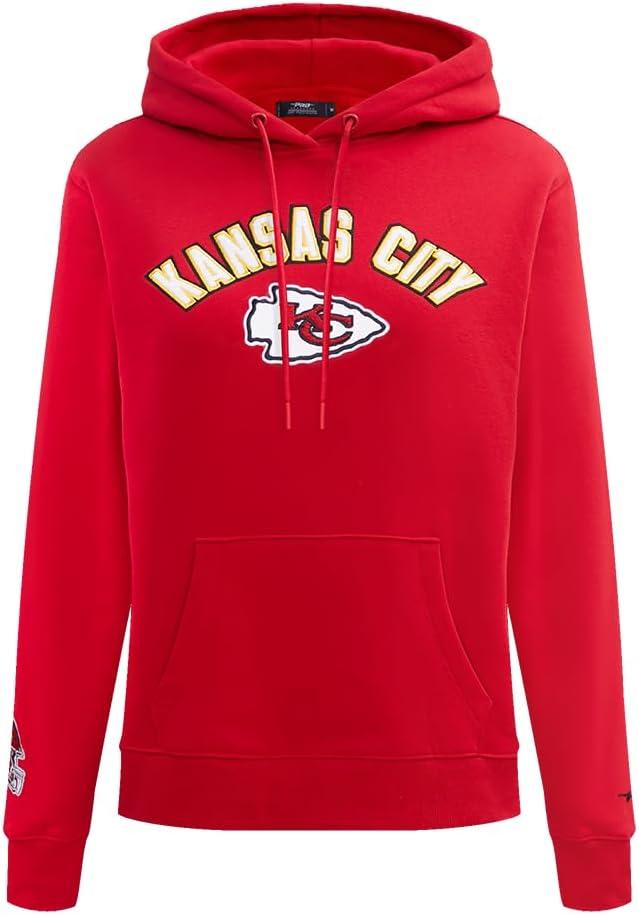 imagePro Standard Womens NFL Classic Chenille Brushed Back French Terry Pull Over HoodieRed