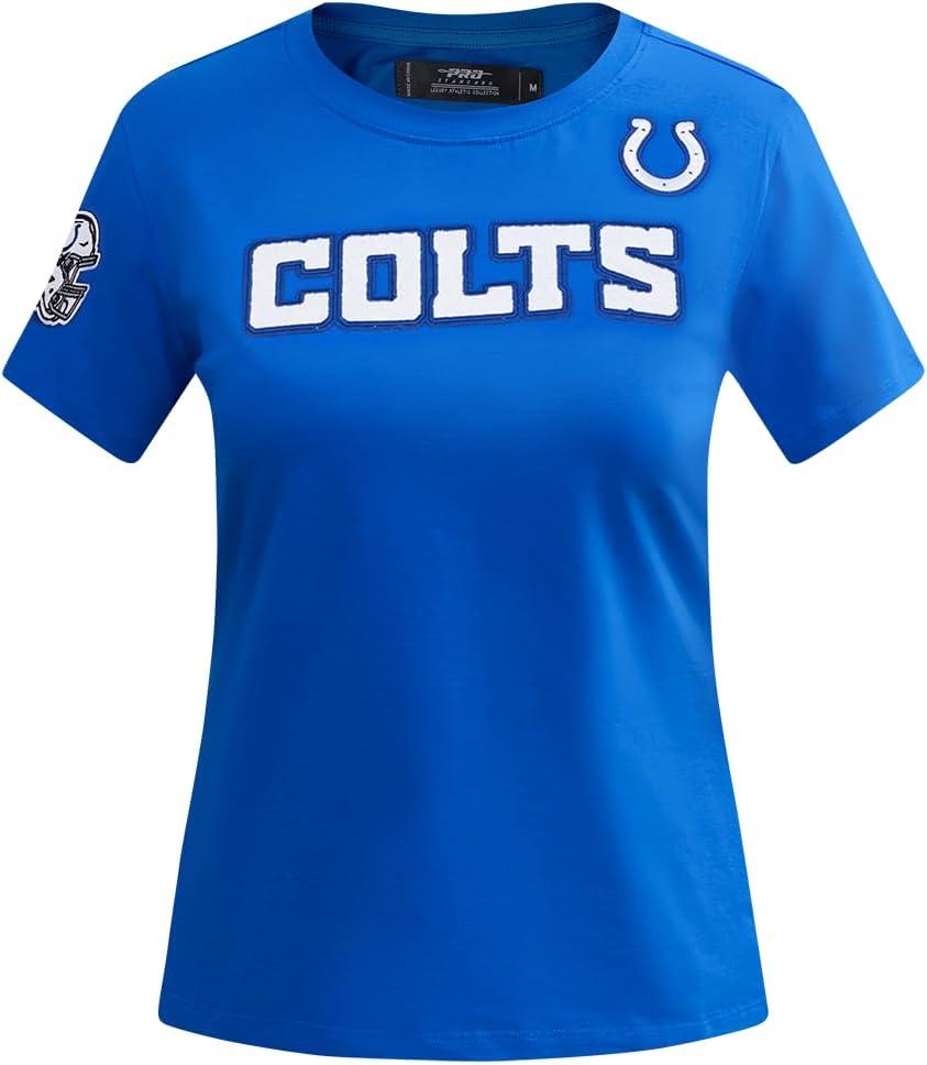 imagePro Standard Womens NFL Classic Chenille Short Sleeve Boxy TeeRoyal Blue