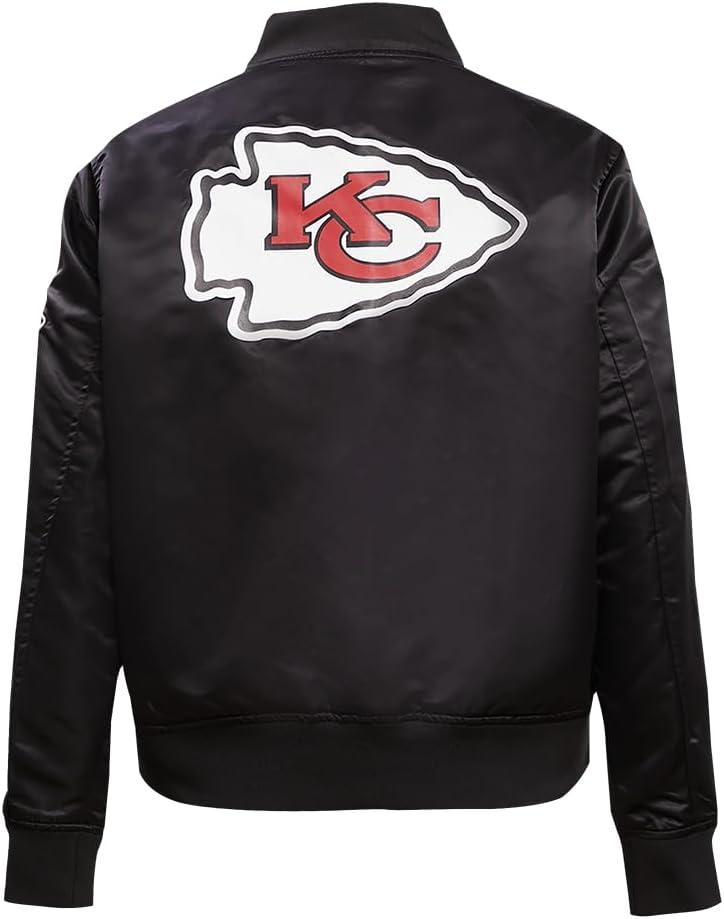 imagePro Standard Womens NFL Kansas City Chiefs Classic Chenille Satin Jacket Black L