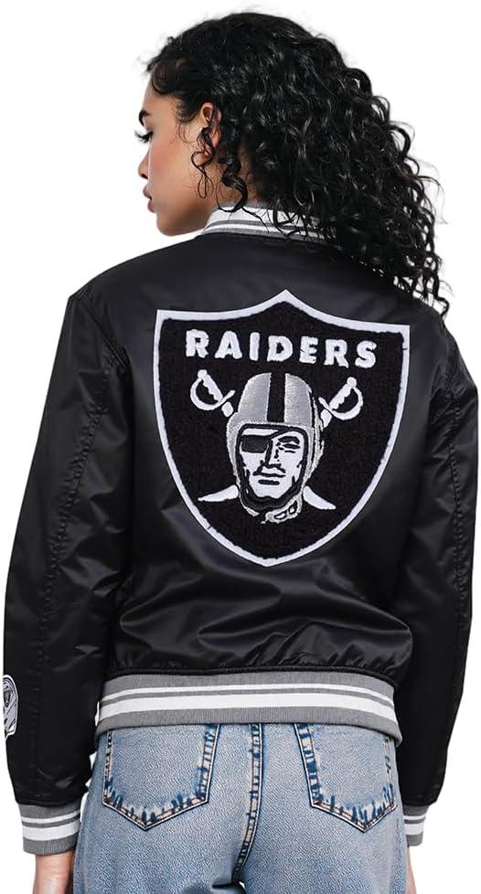 imagePro Standard Womens NFL Mash Up Satin JacketBlackGray