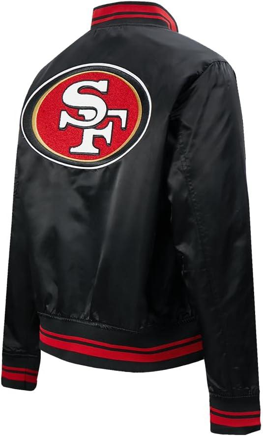 imagePro Standard Womens NFL Mash Up Satin JacketBlackRedBlack
