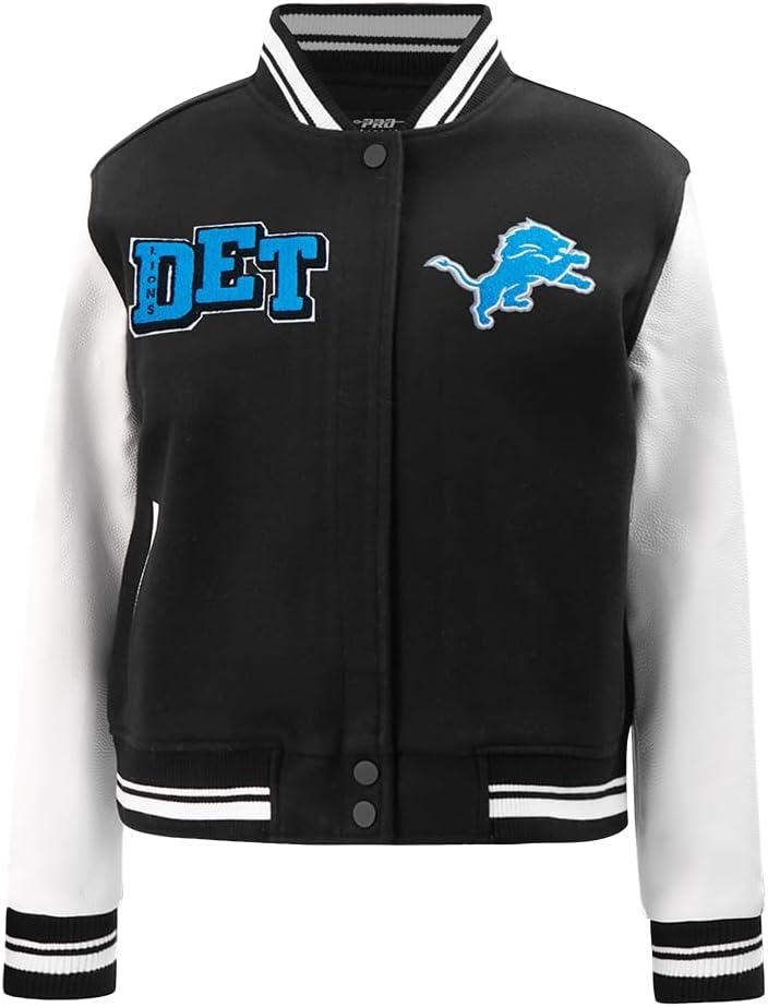 imagePro Standard Womens NFL Mash Up Varsity JacketBlackWhite