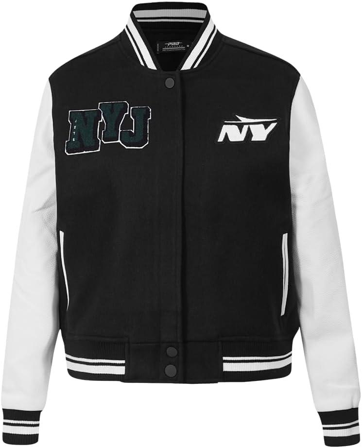 imagePro Standard Womens NFL Mash Up Varsity JacketBlackWhite
