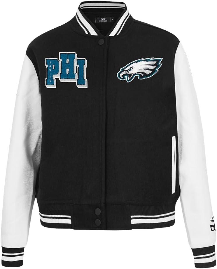 imagePro Standard Womens NFL Mash Up Varsity JacketBlackWhite