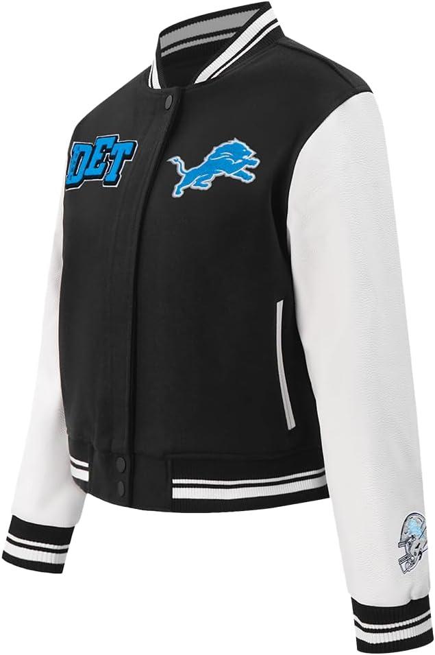 imagePro Standard Womens NFL Mash Up Varsity JacketBlackWhite