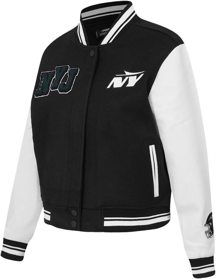 imagePro Standard Womens NFL Mash Up Varsity JacketBlackWhite