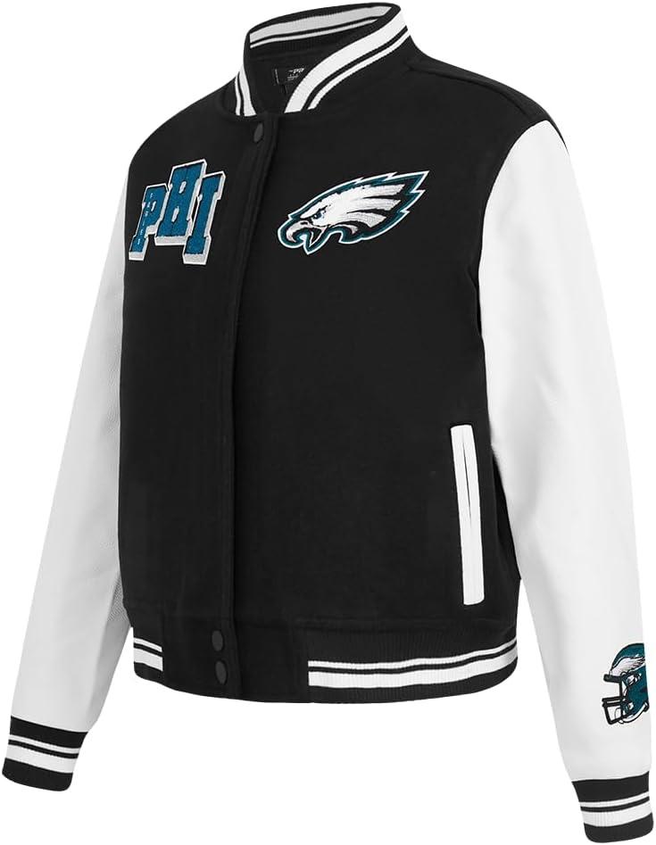 imagePro Standard Womens NFL Mash Up Varsity JacketBlackWhite