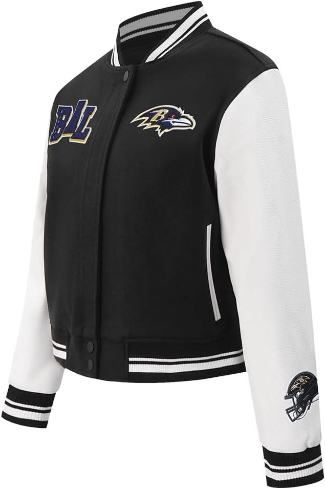 imagePro Standard Womens NFL Mash Up Varsity JacketBlackWhite
