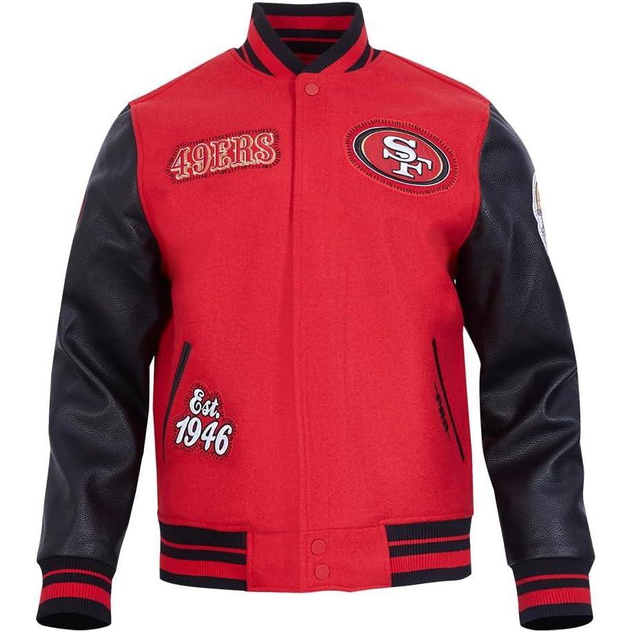 imageMens NFL DIY Pick Stitch Varsity JacketRed