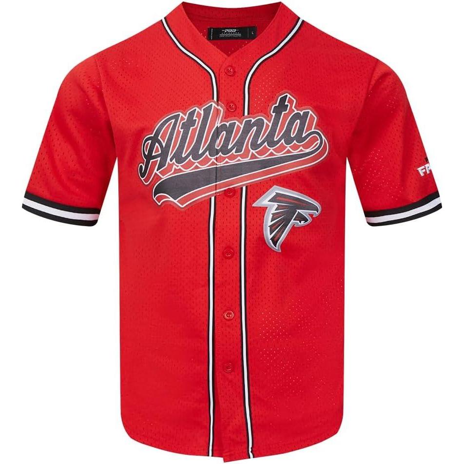 imageNFL ATLANTA FALCONS SCRIPT TAIL MENS MESH BUTTON DOWN SHIRT REDBLACKRedBlack