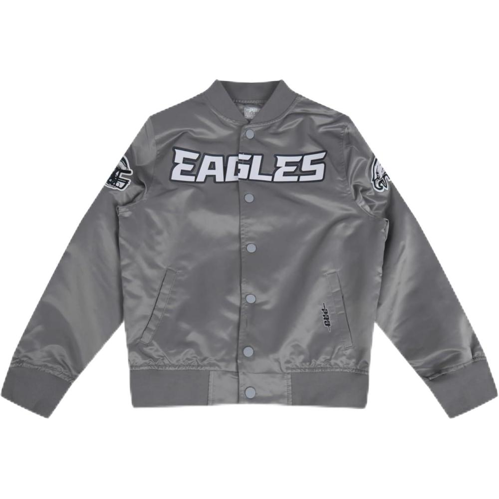 imagePro Standard Big Boys NFL Classic Chenille Satin JacketGray
