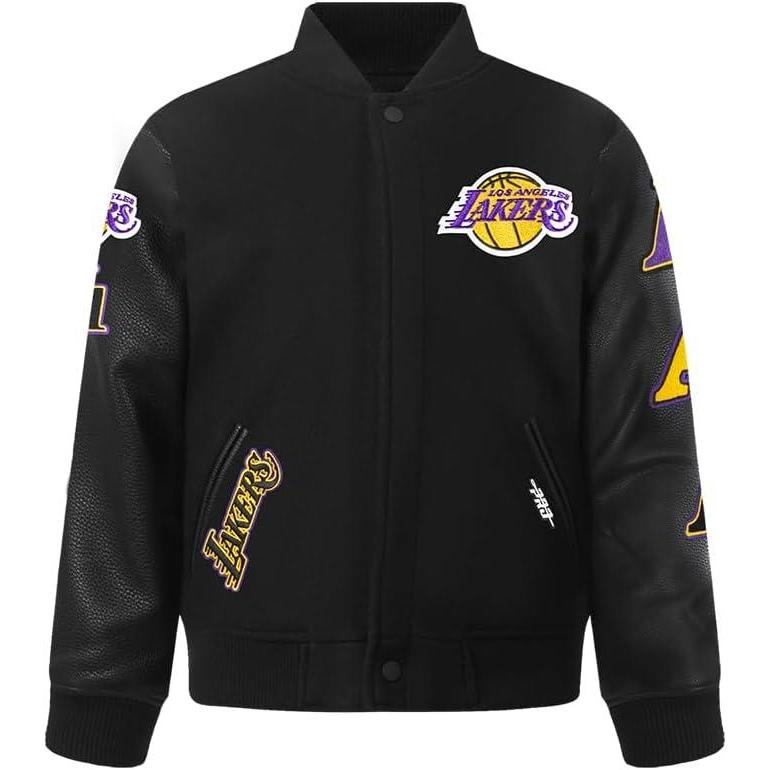 imagePro Standard Big Kids NBA Classic Chenille Varsity JacketJet Black