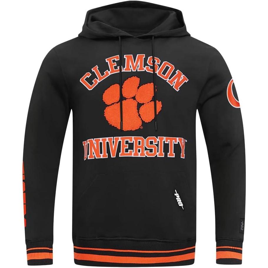 imagePro Standard Mens College Classic Chenille Pull Over HoodieBlackOrange