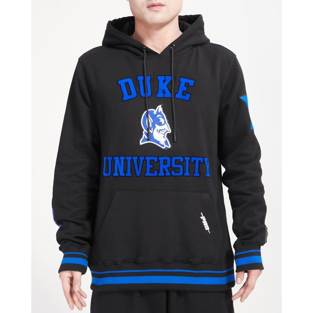 imagePro Standard Mens College Classic Chenille Pull Over HoodieBlackRoyal BlueBlack