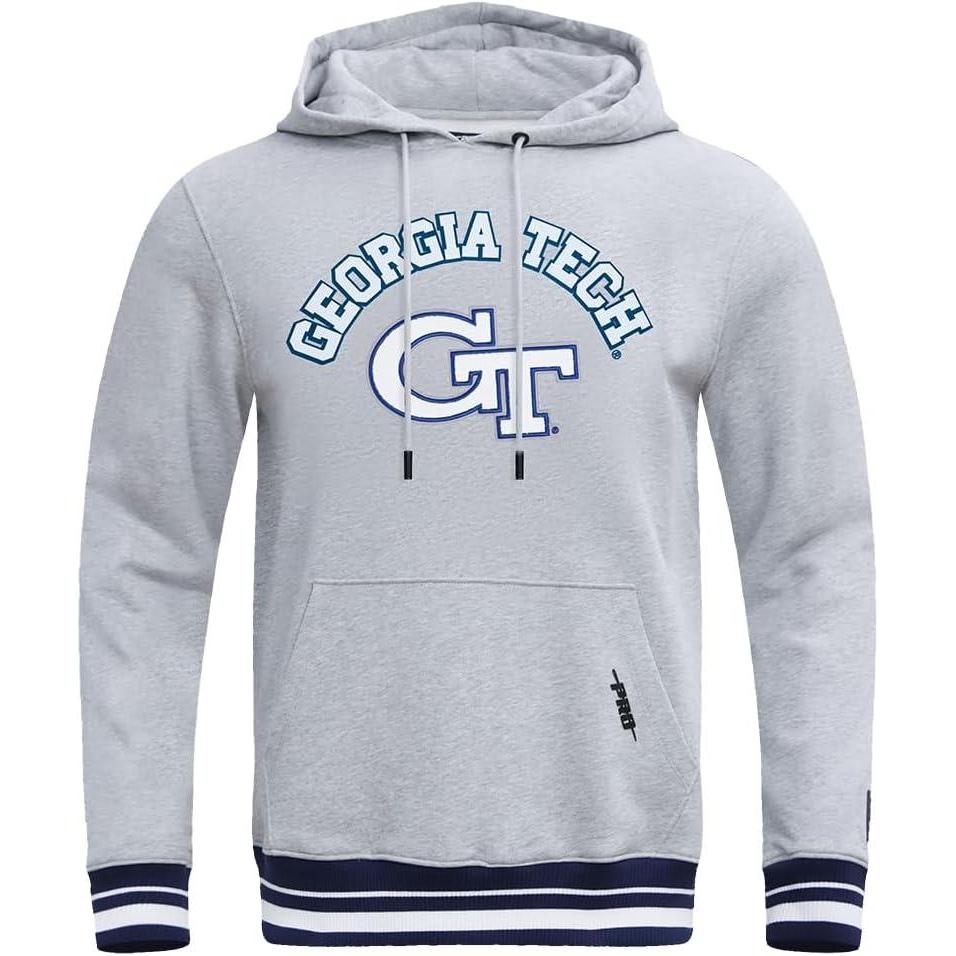 imagePro Standard Mens College Classic Chenille Pull Over HoodieHeather GreyMidnight Navy