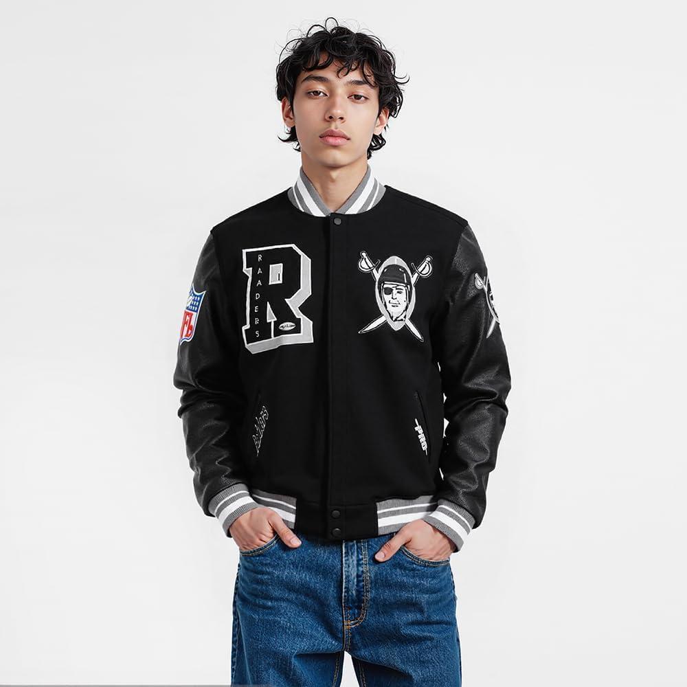 imagePro Standard Mens NFL Best Of Varsity JacketBlackGray