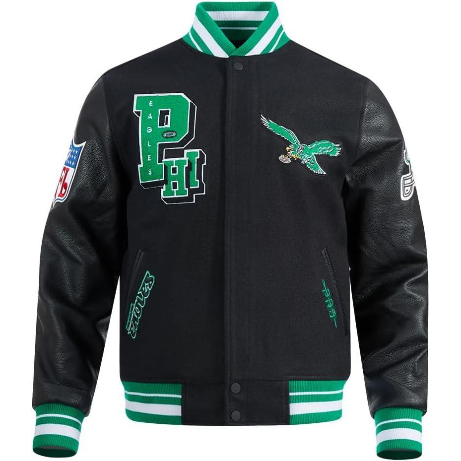 imagePro Standard Mens NFL Best Of Varsity JacketBlackGreen