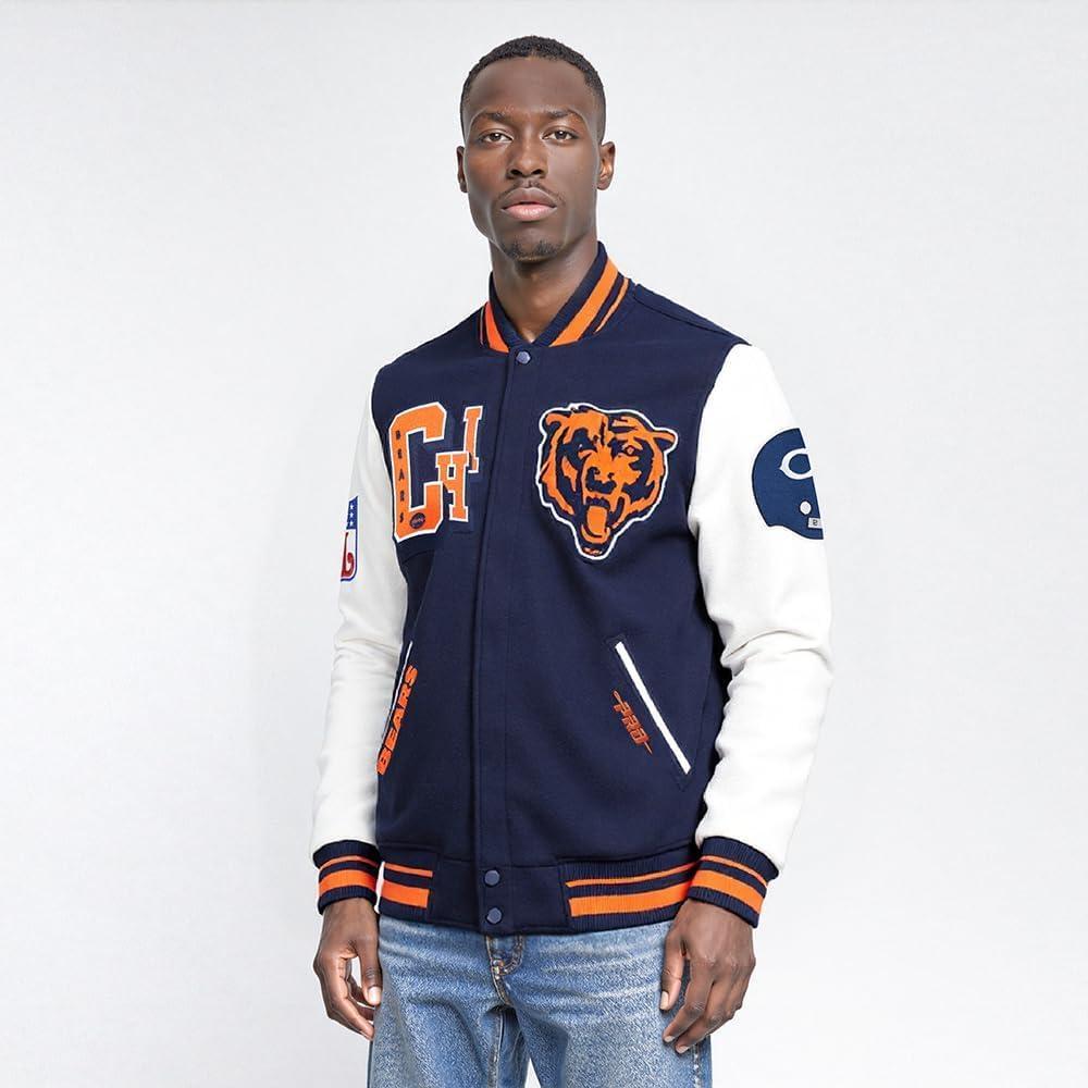 imagePro Standard Mens NFL Best Of Varsity JacketMidnight NavyOrangeMidnight Navy