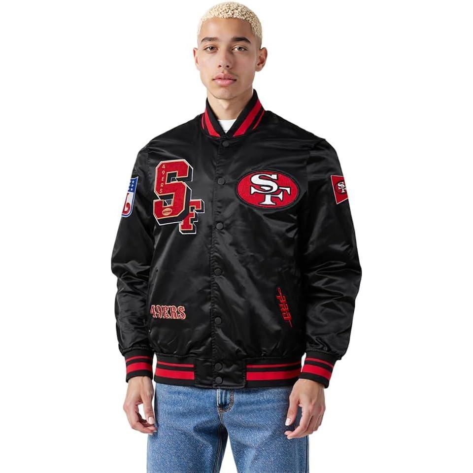 imagePro Standard Mens NFL Best of Satin Jacket RoyalBlackRedBlack