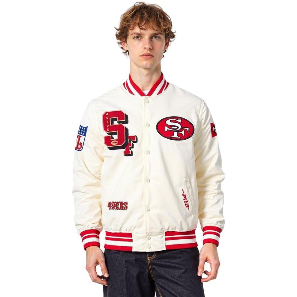 imagePro Standard Mens NFL Best of Satin Jacket RoyalEggshell Red