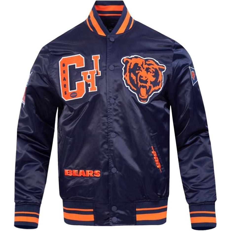 imagePro Standard Mens NFL Best of Satin Jacket RoyalMidnight NavyOrangeMidnight Navy