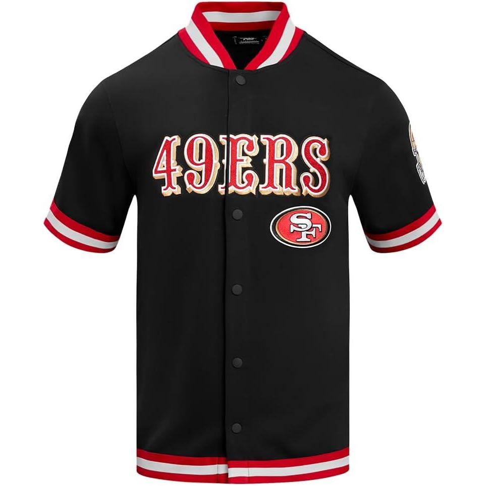imagePro Standard Mens NFL Classic Chenille Button DownBlackRed