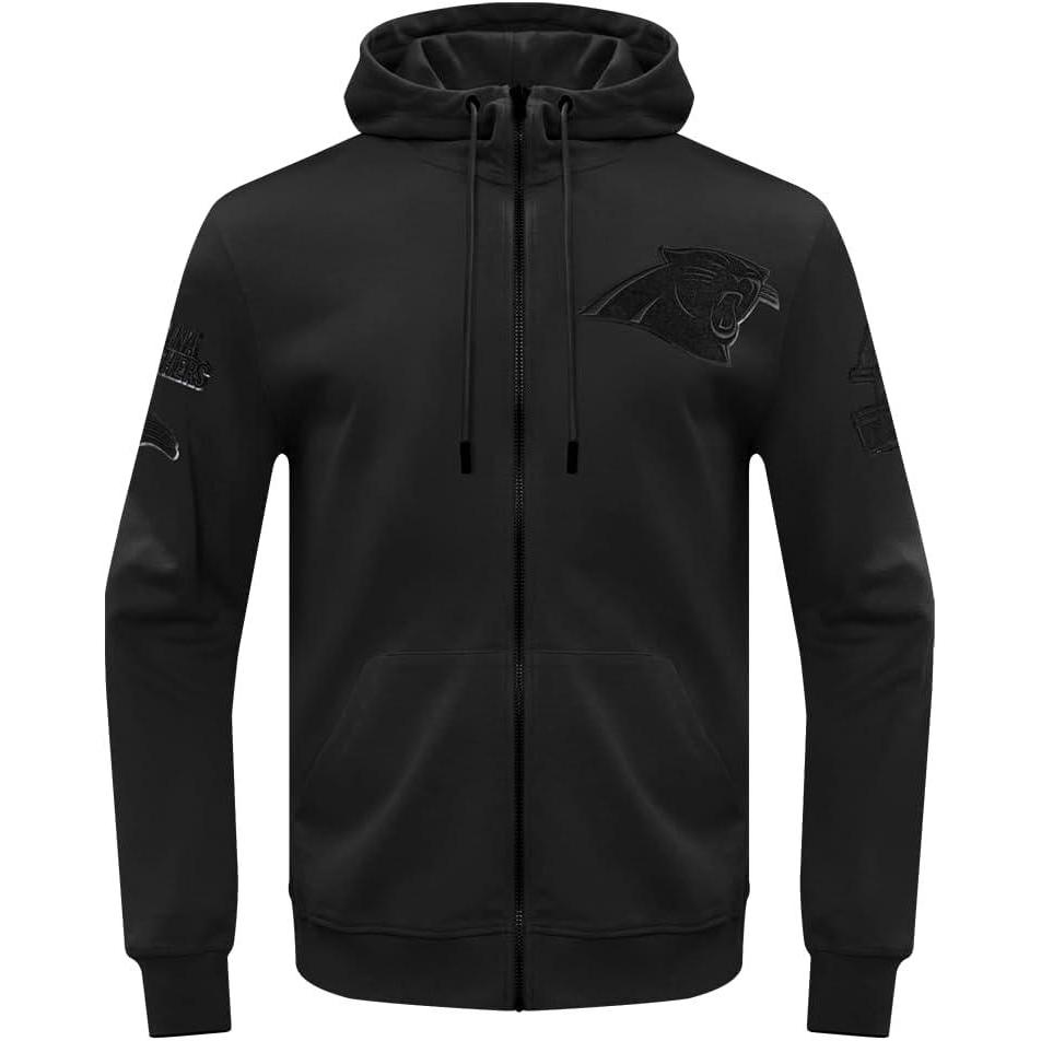 imagePro Standard Mens NFL Classic Triple Black Cotton Double Knit Full Zip HoodieTriple Black