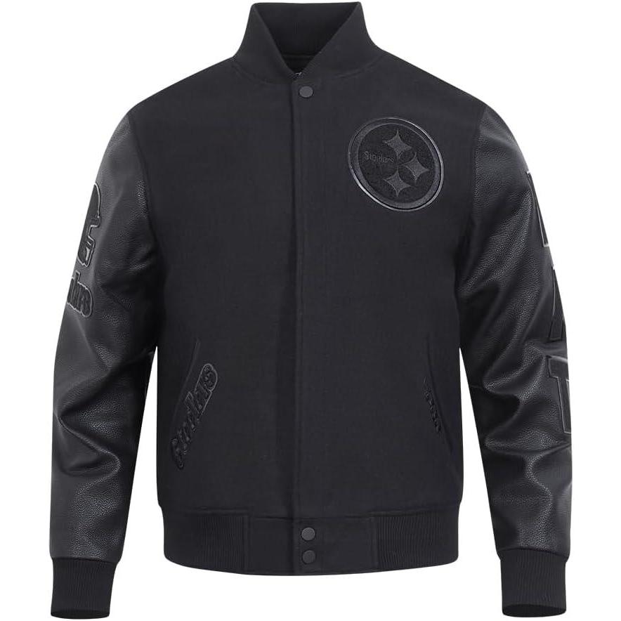 imagePro Standard Mens NFL Classic Triple Black Varsity JacketTriple Blk