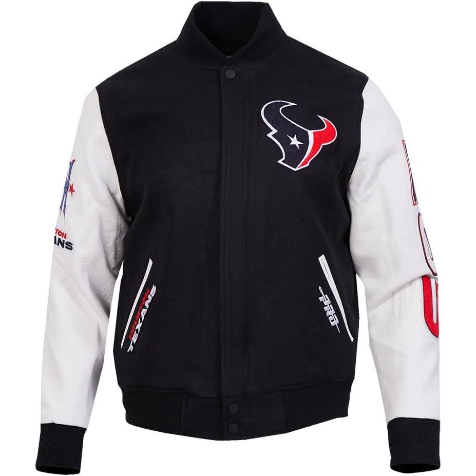 imagePro Standard Mens NFL Classic Varsity JacketBlackWhite M60030