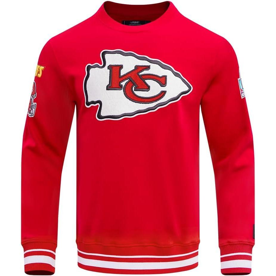 imagePro Standard Mens NFL Mash Up Brushed Back French Terry Crewneck SweatshirtRed