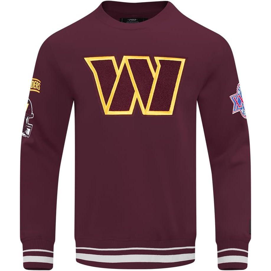 imagePro Standard Mens NFL Mash Up Brushed Back French Terry Crewneck SweatshirtWine