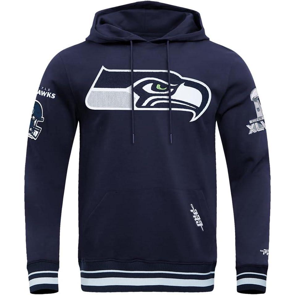 imagePro Standard Mens NFL Mash Up Brushed Back French Terry Pull Over HoodieMidnight Navy