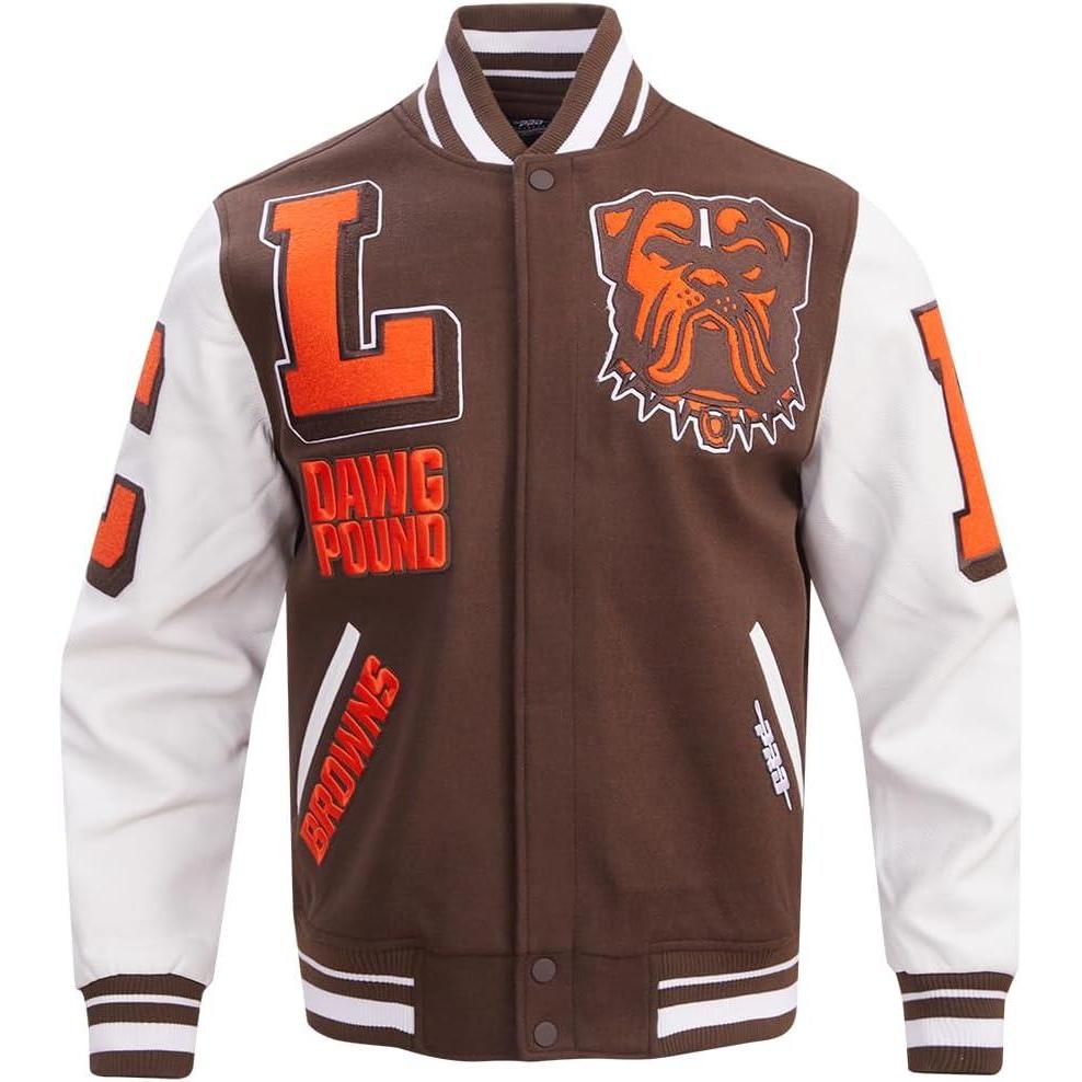 imagePro Standard Mens NFL Mash Up Varsity JacketBrown