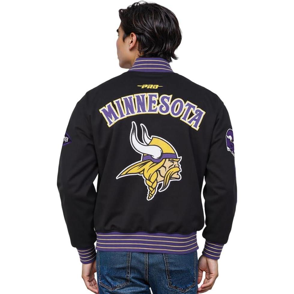 imagePro Standard Mens NFL Pro Game Day Jacket Double Knit JacketBlackPurpleYellow