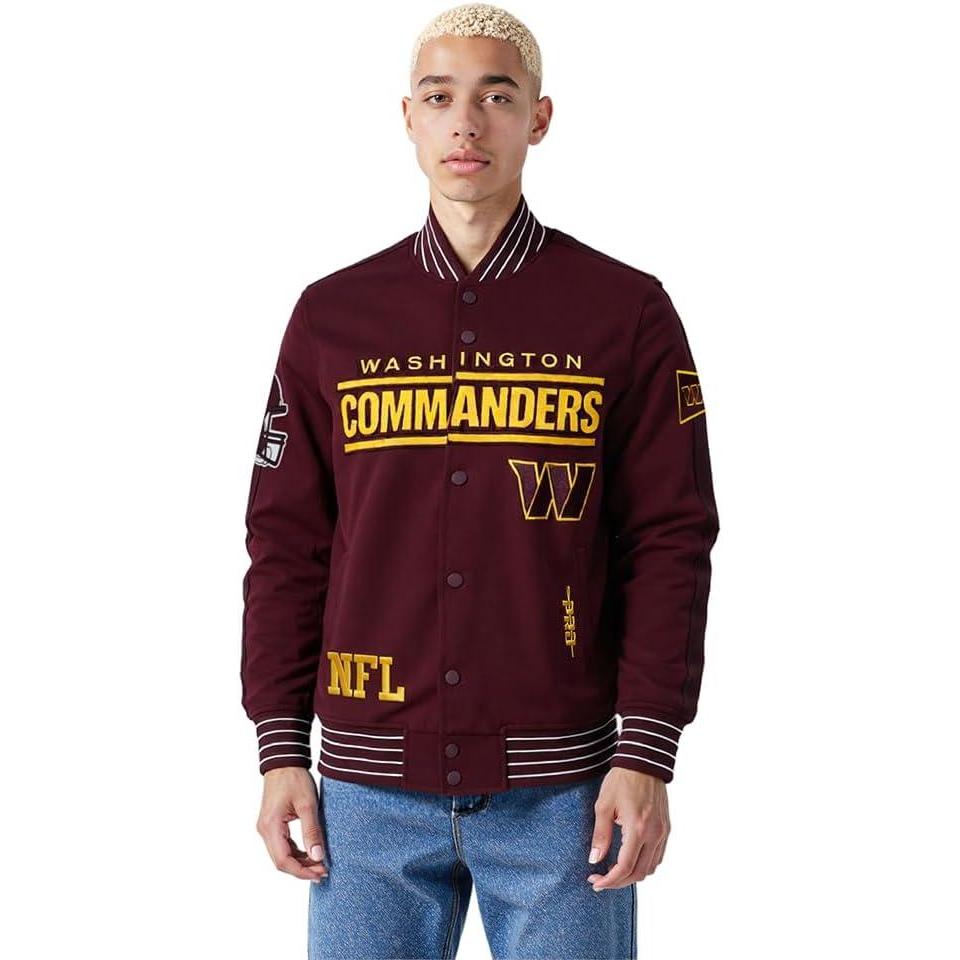 imagePro Standard Mens NFL Pro Game Day Jacket Double Knit JacketWineEggshellWine