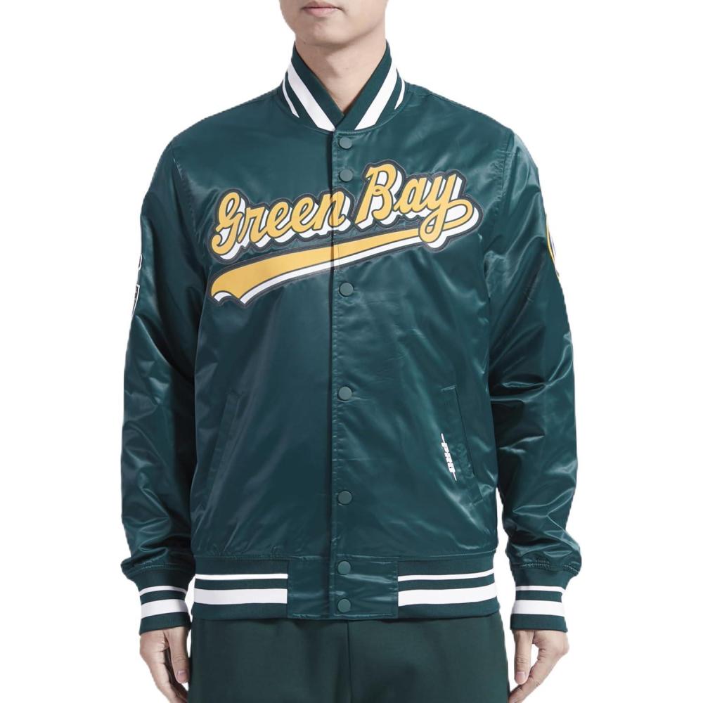 imagePro Standard Mens NFL Script Tail Satin JacketGreen