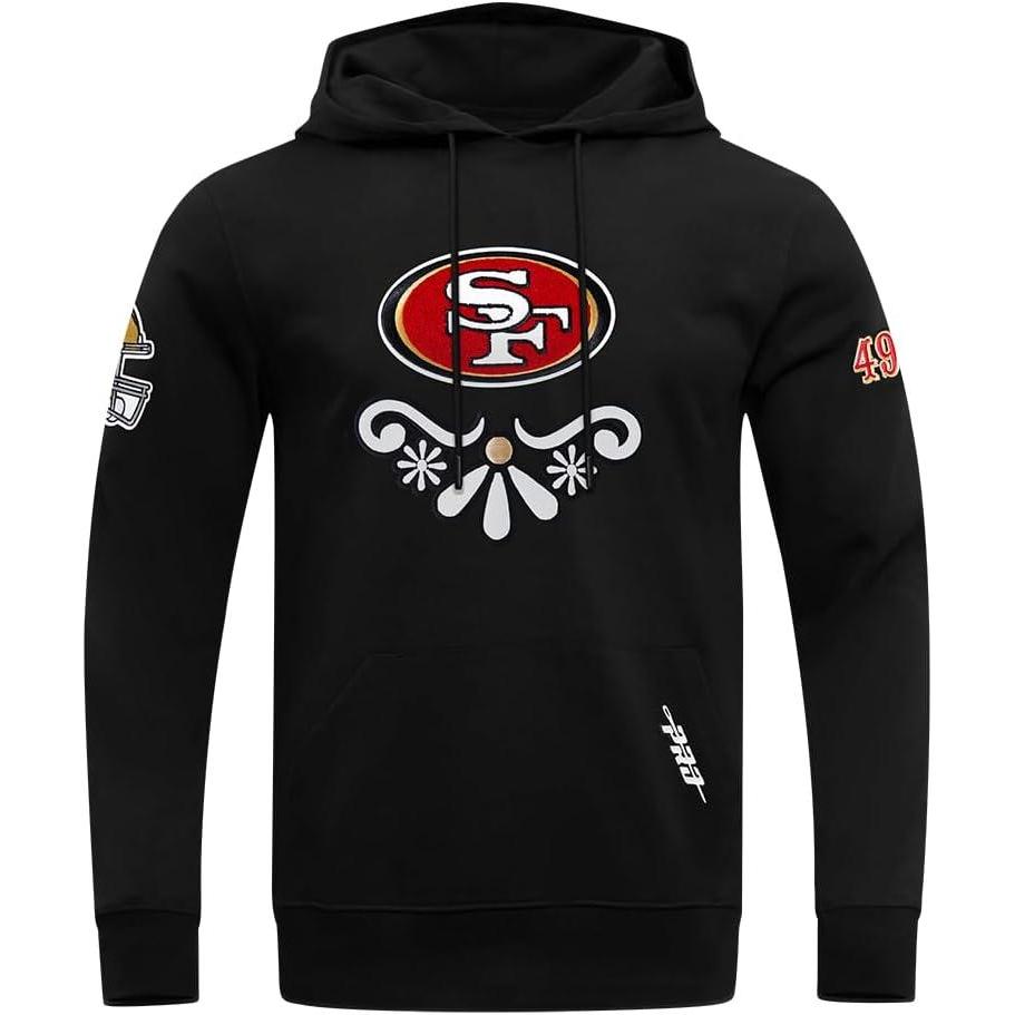 imagePro Standard Mens NFL Sugar Skull Brushed Back French Terry Pull Over HoodieBlack