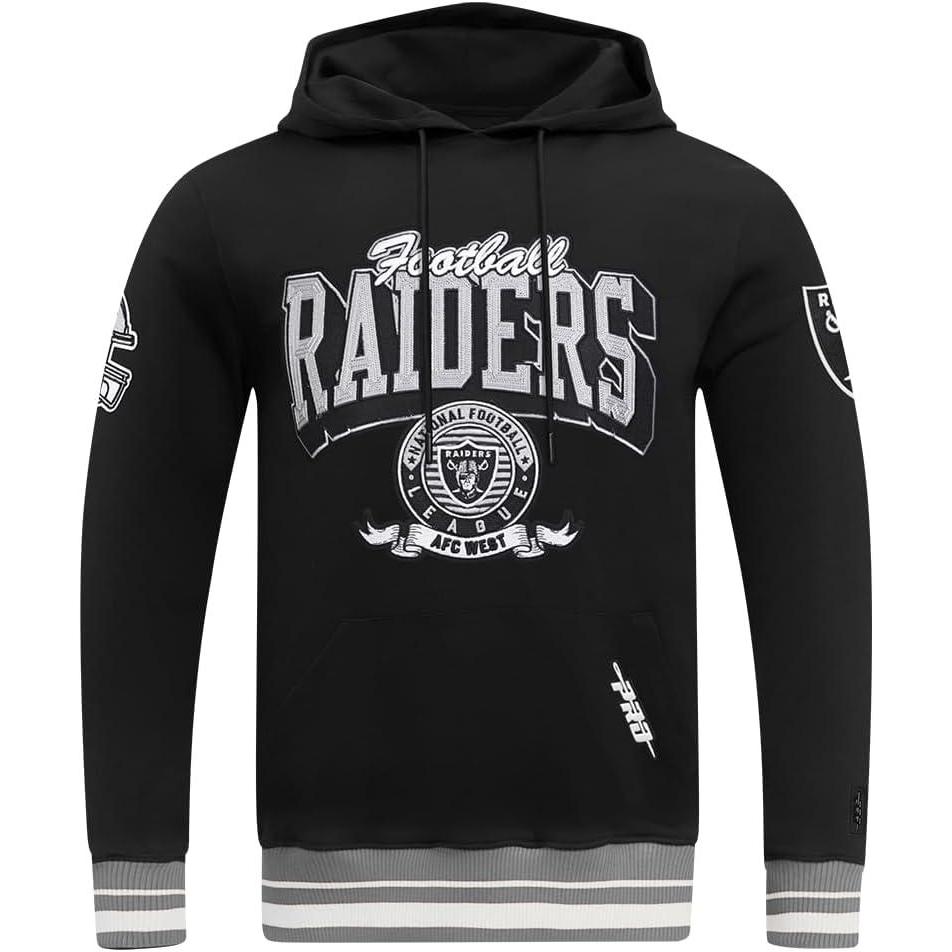 imagePro Standard Mens NFL Team Badge Brushed Back French Terry Pull Over HoodieBlack