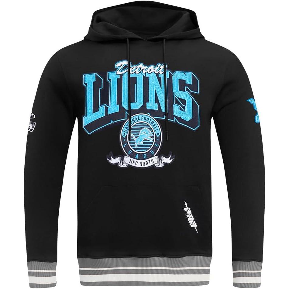 imagePro Standard Mens NFL Team Badge Brushed Back French Terry Pull Over HoodieBlackGray